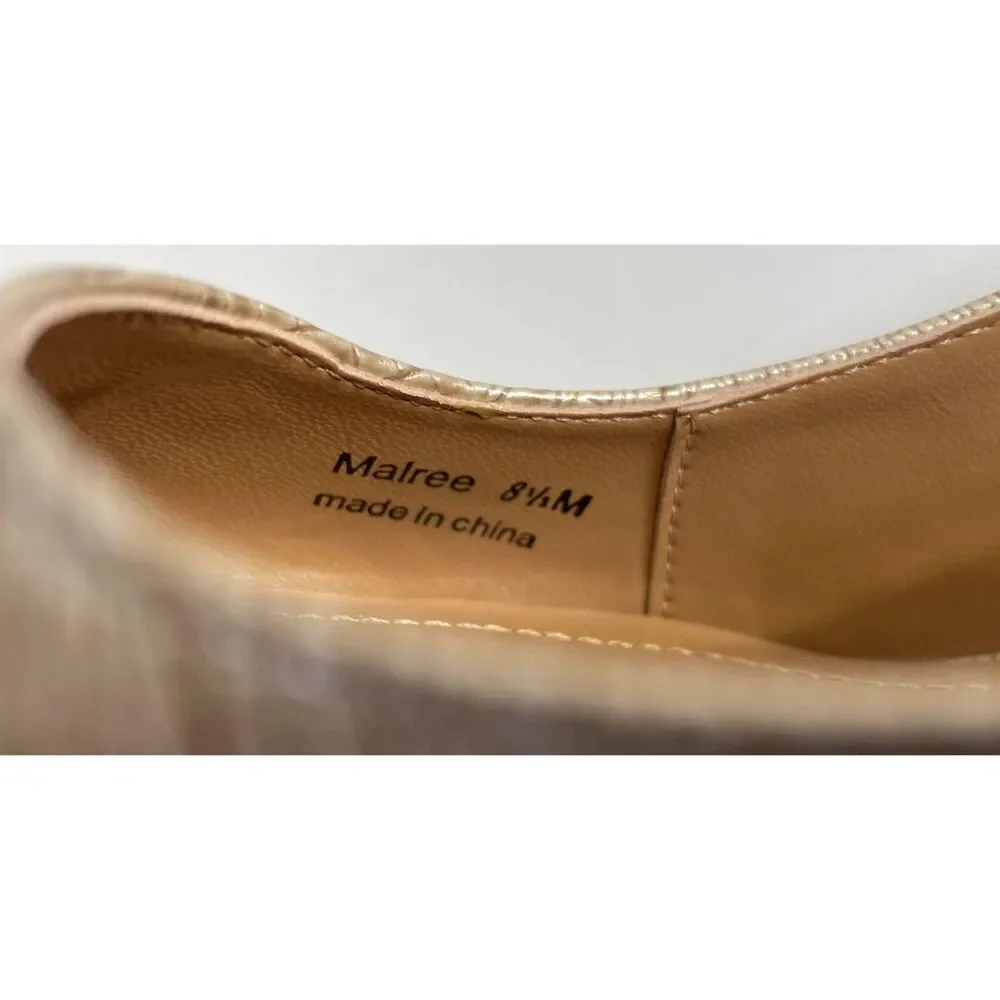 J. Renee' Pearl Beige Lizard Print Patent Leather Slingback Pumps Size 8.5M